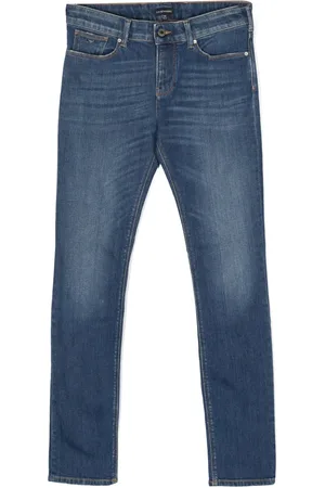 Emporio Armani Logo-plaque mid-rise slim-cut jeans