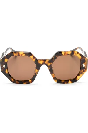 Nanushka Hexagonal-frame logo-plaque sunglasses