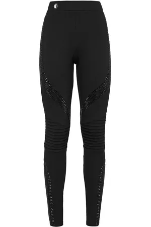 Philipp Plein Crystal-embellished panelled leggings