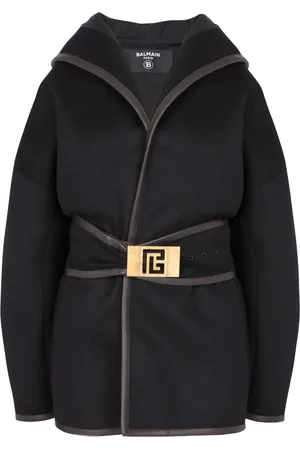 Balmain Belted-waist wool coat