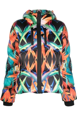 Philipp Plein Botanical-print hooded puffer jacket