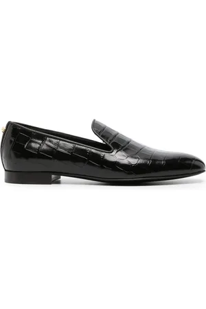 VERSACE Crocodile-effect leather loafers