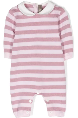 LITTLE BEAR Stripe-print virgin wool romper