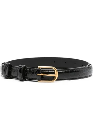 NILI LOTAN Crocodile-embossed leather belt