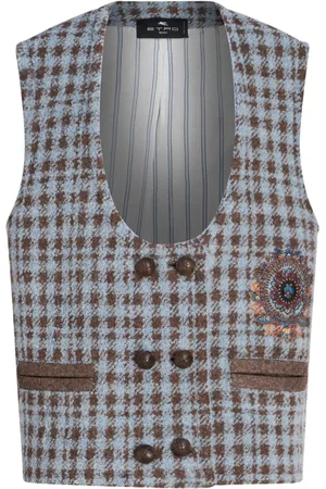Etro Houndstooth embroidered gilet