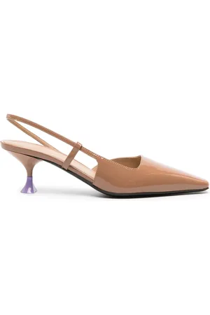 3Juin 63mm patent slingback pumps