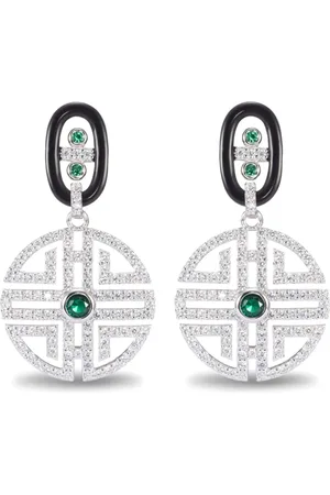 SHANGHAI TANG Crystal-embellished gemstone-detail earrings