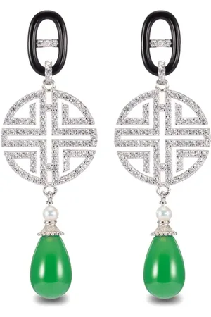 SHANGHAI TANG Gemstone-detail crystal-embellished earrings