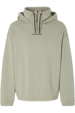 Emporio Armani Logo-print half-zip cotton hoodie