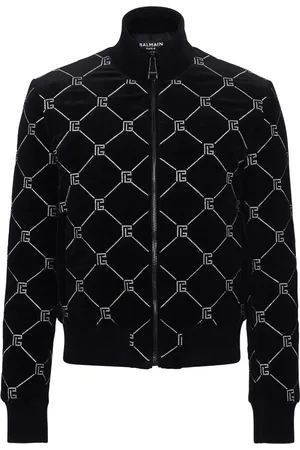 Balmain Rhinestone-embellished quilted bomber jacket