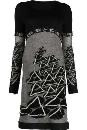 CHANEL 2009 long-sleeve intarsia-knit minidress