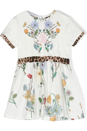 Roberto Cavalli Floral-print short-sleeve cotton dress