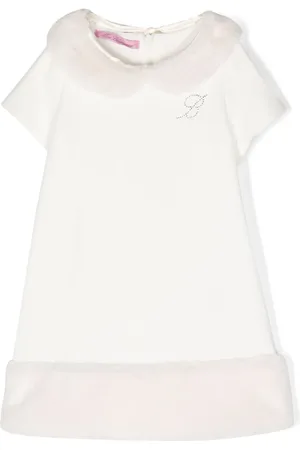 MISS BLUMARINE Logo-appliqu?? bib-collar dress