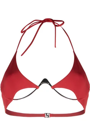 MUGLER Logo-plaque halterneck bikini top
