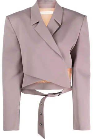 SSHEENA Wrap-design cropped blazer