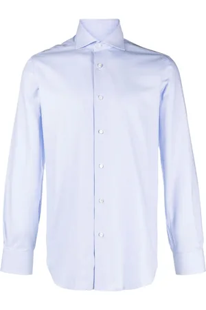 BARBA Spread-collar buttoned cotton shirt