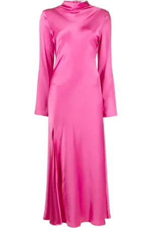 LAPOINTE Side-slit satin-finish midi dress