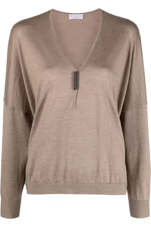 Brunello Cucinelli Sequin-embellished V-neck jumper