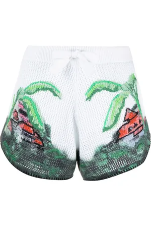 AMIRI Graphic-print crochet-knit shorts