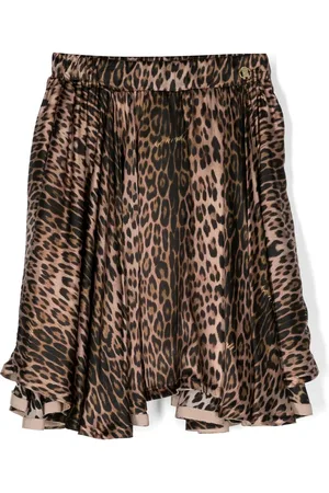 Roberto Cavalli Leopard-print asymmetric silk skirt