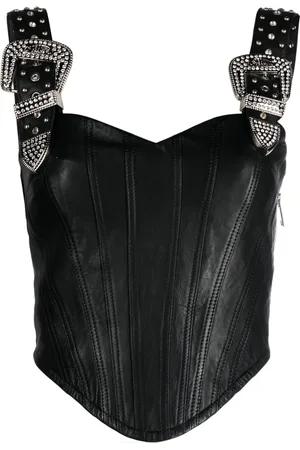 Moschino Buckle-strap leather top