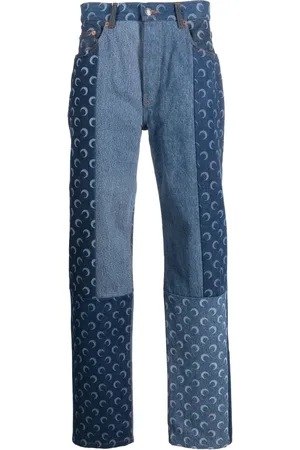 Marine Serre Regenerated-denim slim-fit jeans