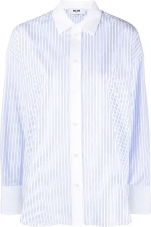 Msgm Slogan-print striped cotton shirt