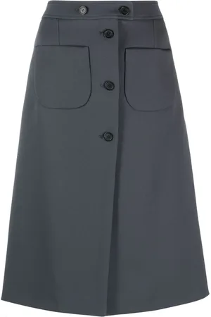 Courrèges A-line cotton midi skirt