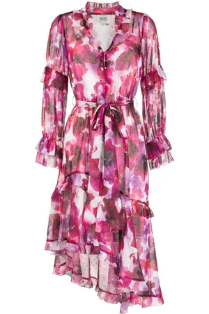 Marchesa Notte Oleander floral-print midi dress