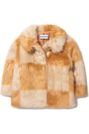 Stand Studio Checked faux-fur coat