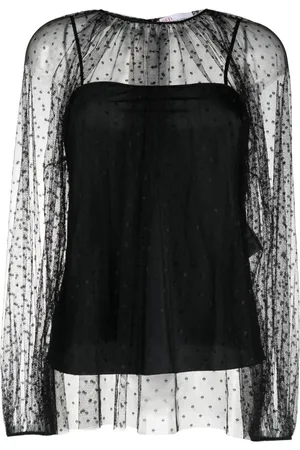 RED Valentino Ballon-sleeved tulle blouse