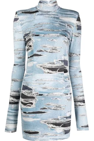 John Richmond Neril denim-effect ripped minidress