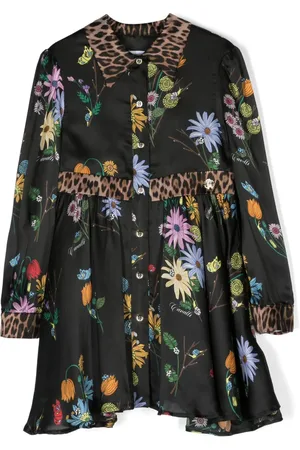 Roberto Cavalli Floral-print silk shirt dress