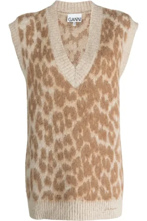 Ganni Leopard-jacquard vest