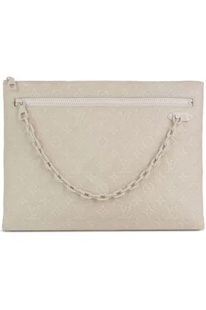White Louis Vuitton Monogram Taurillon A4 Pouch Clutch Bag