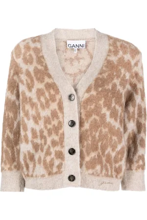 Ganni Leopard-jacquard cardigan