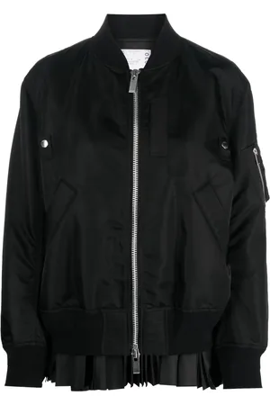SACAI Pleated-hem zip-up bomber jacket
