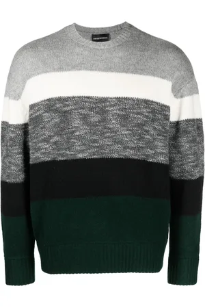 Emporio Armani Striped intarsia-knit jumper