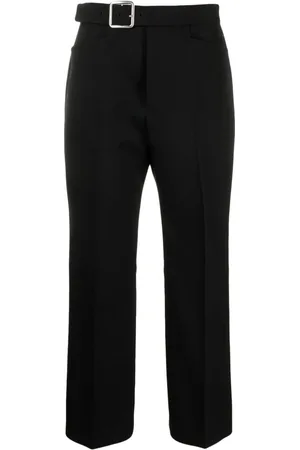 Jil Sander Buckled pleated flared wool trousers