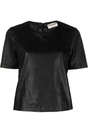 Zadig & Voltaire Tas crew-neck leather T-shirt