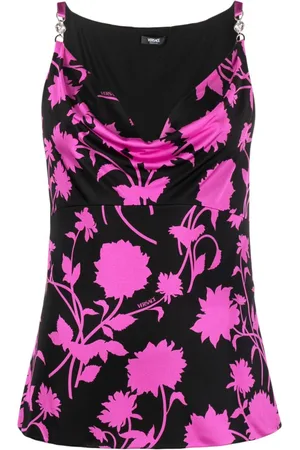 VERSACE Floral-print cowl-neck top