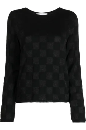 Comme des Garçons Checked long-sleeved knitted top