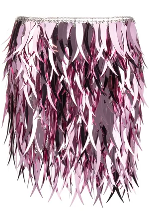Paco rabanne Metallic feathers mini skirt