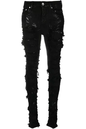 Rick Owens Detroit high-rise ripped skinny jeans