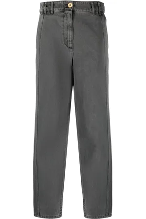 Patou Embroidered-logo straight-leg jeans