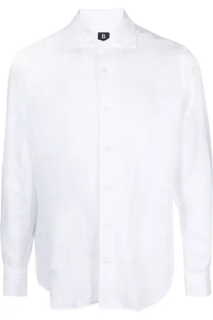 Boggi Milano Spread-collar linen shirt