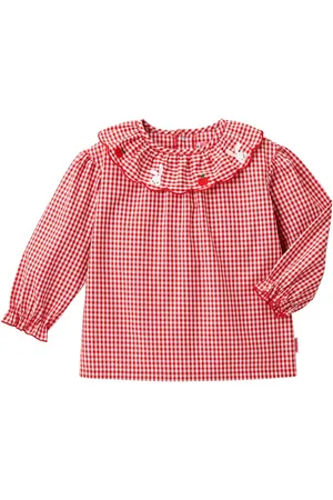 Miki House Check-pattern cotton blouse