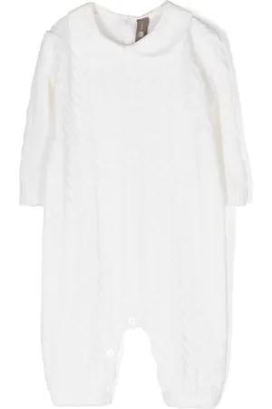 LITTLE BEAR Fine-knit bib-collar romper