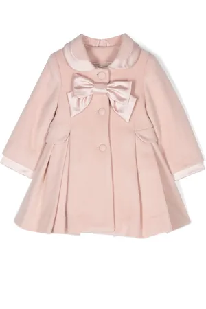 Lapin House Bow-detail pleated wool coat