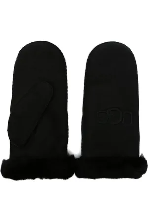 UGG Logo-embroidered shearling mittens